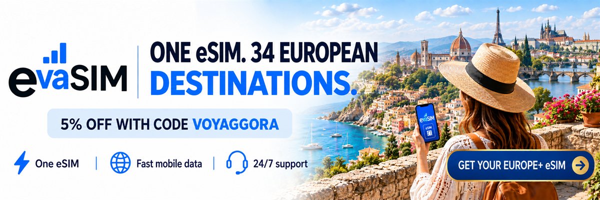 EVASIM one eSIM for 34 European destinations: 5% off with code VOYAGGORA